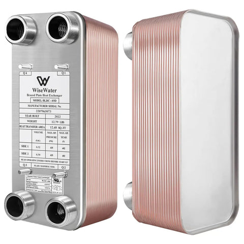 Rock Solid Brazed Plate Heat Exchanger 5X12 Inch 100 Plates Copper And 316L Stainless Steel Water To Water Heat Transfer for radiant heating.