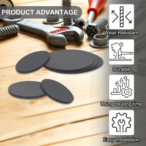 Heavy Duty Rubber Solid Disc Washers Made To Take The Heat And Stop Floor Rattling For Hvac Gear And Man Cave Builds 90 mm Wide 4 mm Thick Jet Black 10 Piece Bundle on wooden work surface.