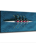 Motivational Teamwork Wall Art With Rowing Team On Blue Ocean For Positive Office Vibes Inspiring Self Confidence Poster Modern Canvas Decor
