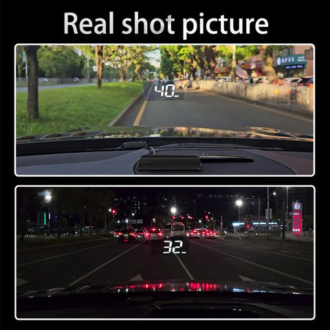 General Motors HUD Head Up Display USB Powered GPS Speedometer projecting speed onto windshield, day and night view, auto brightness