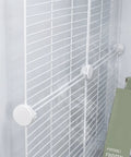 Heavy Duty Adjustable Freezer Dividers For Upright Fridge showing white wire partition with seamless locking clips.