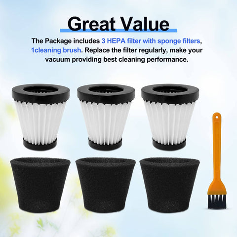 Three Pack Handheld Vacuum Cleaner Filter Set For Dirt Devil Scorpion Handheld Vacuums Style F117 Compatible With Part AD40117 Replacement Must Have Easy To Install For Quick Cleanups At Home Or In The Car