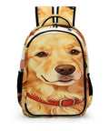 Front view of Dope Unisex Printed Backpack With Dog Beside Flag Design Large Capacity School And Travel Bag Durable Polyester Build