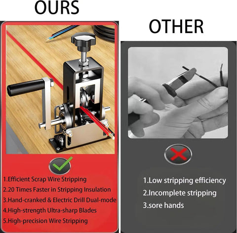 Comparison of Heavy Duty Wire Stripping Machine For Copper Wire 0.04 To 1 Inch, Drill Powered Cable Stripper Tool, efficiency details.