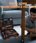 20 Piece Orange Home Tool Set With Ergonomic TPR Handles, Durable Chrome Plated Tools For DIY Home Repairs in use by man