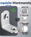 Top Shelf Stainless Steel L Brackets Corner Braces Heavy Duty Metal Reinforcement Set With Forty Pieces And Screws shown in comparison with inferior options