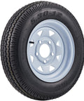 Two Pack 5.30-12 Trailer Tires On 12 Inch Rims With Five Lug On 4.5 Inch Bolt Pattern Center Bore 2.95 Inches Built To Haul