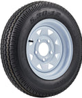 2 Pack 5.30 X 12 Trailer Tires Pre Mounted On 12 Inch Rims With Five Lug On Four Point Five Inch Bolt Pattern Center Bore 2.95 Inches