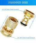 Garden Hose Quick Connector Kit Three Quarter Inch GHT Solid Brass No Leak Fittings showing male and female connectors