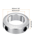 Heavy Duty Aluminum Shaft Collar Set Screw Clamping Collars 22mm Bore Seven Eighths Inch Silver Pack Of 4 with measurements