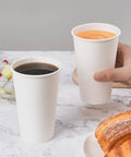 Two 200 Pack 16 Oz Disposable Coffee Cups Sturdy White Paper Cups for Hot and Cold Drinks