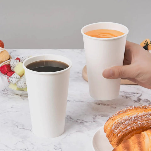 Two 200 Pack 16 Oz Disposable Coffee Cups Sturdy White Paper Cups for Hot and Cold Drinks