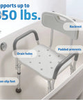 Heavy Duty Shower Chair With Padded Armrests And Back For Inside Shower Comfort And Safety Slip Resistant Bathtub Seat