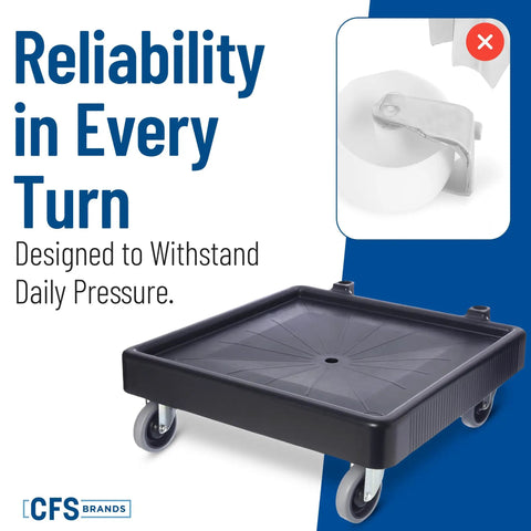 Pro Grade E Z Glide Warewashing Rack Dolly With Drain For Kitchen And Restaurant Use Durable Plastic Dishwashing Rack Dolly Fits Standard 19.75 Inch Racks 22.5 X 22.5 X 8 Inches Black