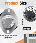 Two Pack 338096-701 Limit Switch L180-20F Replacement dimensions with 1.5 x 2 inch and 1.6 inch auto reset switch closeup