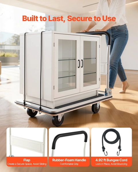 Foldable Push Cart Dolly With 660 Pound Capacity And Swivel Wheels For Moving Platform And Flatbed Cart Built From Heavy Duty Steel