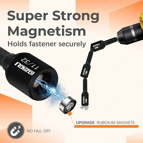 17 Piece Magnetic Nut Driver Set for SAE and Metric, strong magnetism demonstration.