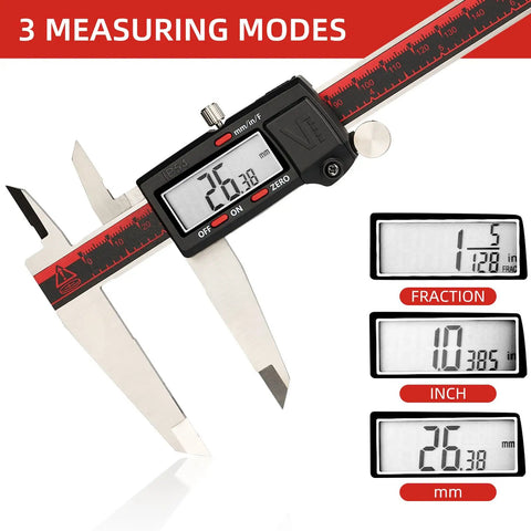 IP54 Grade Digital Caliper 12 Inch Stainless Steel With Inch Metric Fraction Conversion And Large LCD Screen For DIY Projects And Pro Shops Durable DCLA1205