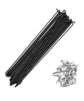 Heavy Duty 14G 205mm Mountain Bike Spokes Set, Steel Black 36 Pieces, Replacement Spokes for MTB Wheels, shown with nipples