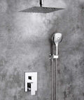 Ceiling Mount Shower Faucet Set Chrome With 10 Inch Rain Shower Head Handheld Spray Single Handle Trim Kit And Rough In Valve