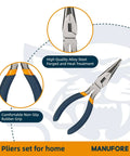 Three Piece Pliers Set For DIY And Home Use With 6 Inch Long Nose Pliers, 6 Inch Slip Joint Pliers, And 8 Inch Water Pump Pliers