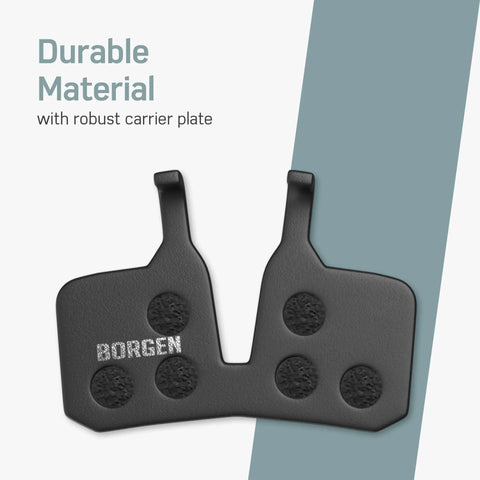 Close-up of durable two pack bike brake pads for Magura MT5 MT7 hydraulic disc brakes showing beefy heat dissipation design