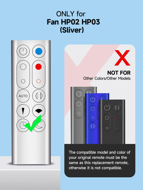Replacement Remote Control For Dyson Pure Hot And Cool Purifier Fan Heater HP02 HP03 Silver Battery Not Included displayed
