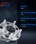 Rear Wheel Bearing And Hub Assembly For Honda Civic 2013 2014 2015 - 5 Lug With ABS - Fits EX EX-L Si DX SE - Rear Left Or Right