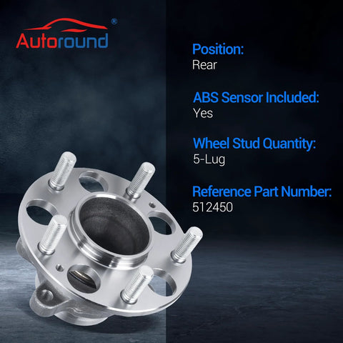 Rear Wheel Bearing And Hub Assembly For Honda Civic 2013 2014 2015 Rear Left And Right With ABS 5 Lug Set Of 2 Compatible