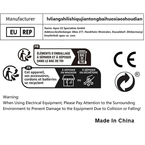 Label showing electrical safety warnings and recycling instructions for Pro Grade Electric Tapping Machine With Auto Oil Sprayer And Eight Piece Tap Collet Set 1100mm.