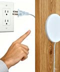 Concealed Touch Sensor Lamp Switch With On Off, 120V AC 250W, 6Ft Plug In Cable, shown with hand activation on wood surface