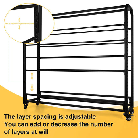 Adjustable Hanging Rod Bracket Floor To Ceiling Fabric Display for Quilting with easy layer adjustment and black steel frame