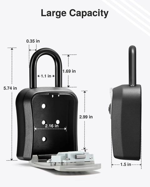 Open 4-Digit Resettable Key Lock Box, Wall Mounted Key Safe for Home, Apartment, or Office, Secure Portable Lockbox interior view.