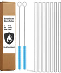 12 Inch Borosilicate Glass Tubes 12mm Diameter 2mm Wall Thick Clear Tubing For Glass Blowing Crafting And Experiments, 8 Tubes And 2 Brushes Starter Kit