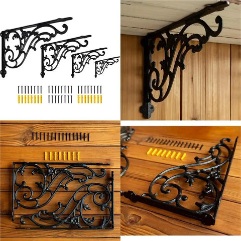 Certified Knockout Vintage Cast Iron Shelf Brackets For Heavy Duty Wood Floating Shelves And Ornate Wall Mounted Display Supports That Look Absolutely Dope In Every Single Home, showcasing different angles and mounting hardware.