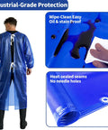 Tough As Nails Heavy Duty Chemical Resistant Apron With Sleeves For Oil And Acid, Waterproof PVC, back view and details