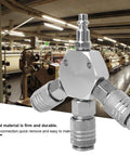 Three Way Air Hose Manifold Quick Coupler Connector Adapter Splitter for Pneumatic Tools One Quarter Inch Female NPT Fast Connect