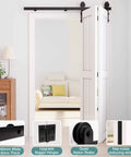 Carbon Steel Bifold Barn Door Hardware Kit For 32 Inch Closet Doors 3ft Track Smooth Quiet Black installed in room