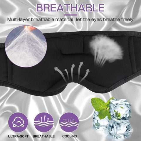 Bluetooth Sleep Mask With Built In Sleep Headphones For Travel Napping And Night Shifts All Night Comfort Ultra Soft Breathable Fabric