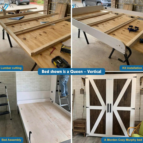 Top Shelf Queen Size Vertical Murphy Bed Kit Delivers Smooth Wall Mounted Folding Design And Rock Solid Hardware Set For No Sweat Install In Compact Rooms Or Guest Suites Ultimate Space Saving Flex For Everyday Living during assembly and installation.