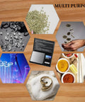 Assorted uses with Dope Portable Digital Pocket Scale 0.01g Precision, 1000g Max, for weighing various small items and substances.