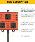 OrtIs automatic vacuum switch in orange housing with two tool outlets and LED AUTO/OFF/ON, adjustable threshold