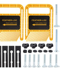 Adjustable Woodworking Featherboard Jig with two yellow jigs, ABS components, screws, and non-slip parts for router table safety.