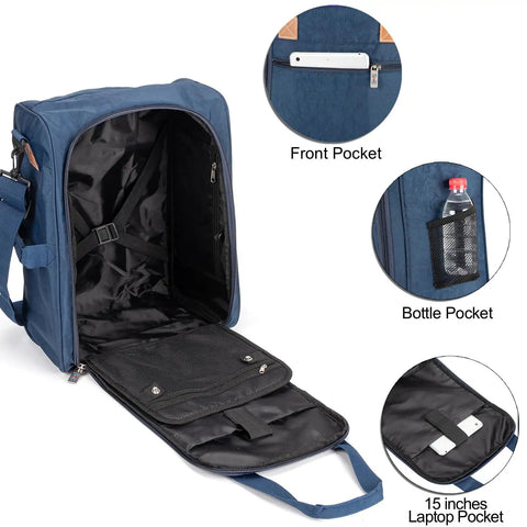 Under Seat Personal Item Duffle Bag 17x13x8 Inches That Fits Spirit Frontier American Airlines JetBlue And More Navy Design