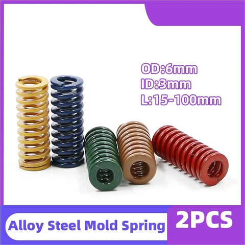 Grab 2 Heavy Duty Spiral Compression Springs Made Of Alloy Steel For DIY Projects And Industrial Uses To Hold Down Machinery With Reliable 85mm Length Performance That Gets The Job Done Like A Champ Every Single Time For Any Application Need. Multi-color alloy steel springs measure 6mm outer diameter, ideal for various applications.