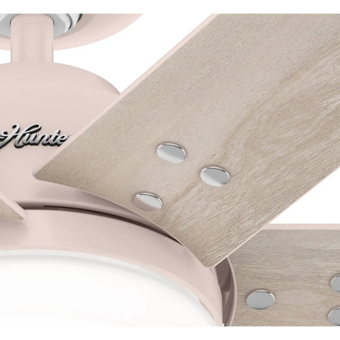 Close-up of 44 Inch Indoor Ceiling Fan With Led Light And Remote Control For Quiet Operation Energy Efficient Led Lighting 6 Blades Standard Mount Ideal For Bedroom Living Room Kitchen Blush Pink Finish showing blade details