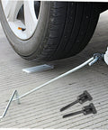 Spare Tire Mounting Hardware Bolt Clamp Adapter For Honda Civic And HRV attached to tire on pavement with fasteners shown
