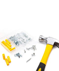 218 Piece Home Tool Kit With Plastic Toolbox Storage Case Yellow For Everyday DIY Repairs including hammer and fasteners