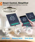 Smart remote control app for Versatile 20 Inch Low Profile Ceiling Fan With Smooth Dimmable Light And No Sweat Smart Remote Control Knockout Fandelier.