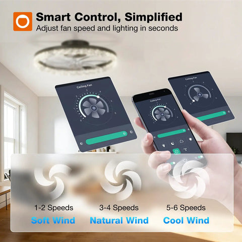 Smart remote control app for Versatile 20 Inch Low Profile Ceiling Fan With Smooth Dimmable Light And No Sweat Smart Remote Control Knockout Fandelier.